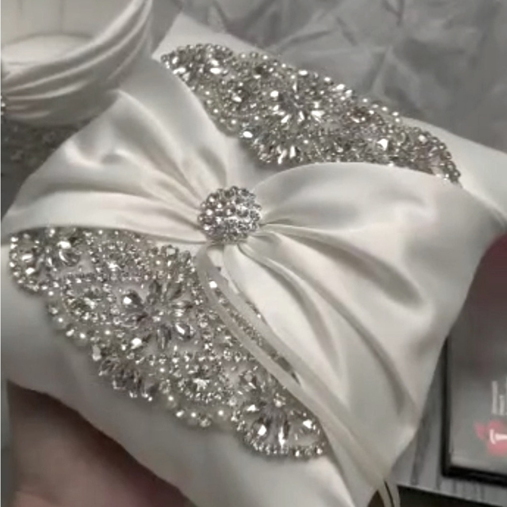 Wedding Ring Pillow/Cushion with Rhinestone, Rhinestone Ring Bearer Pillow